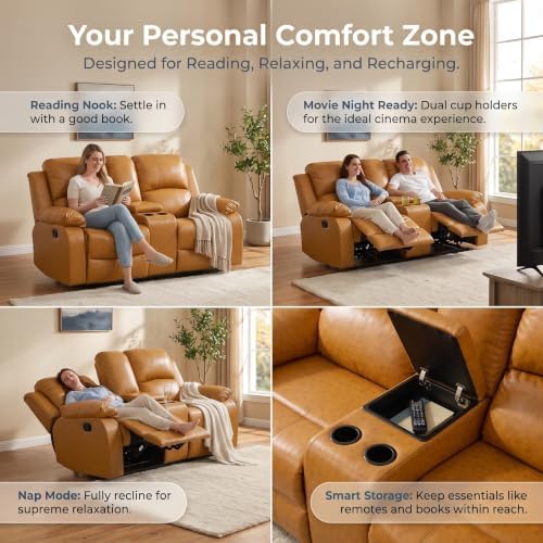 Leather Recliner Sofa，Reclining Loveseat - Image 3