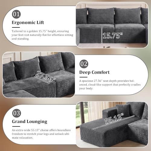 Boneless Couch U-Shaped Sectional Sofa - Image 4