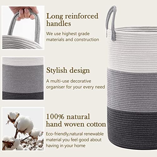 YOUDENOVA Cotton Rope Laundry Hamper Basket, 58L Blanket Basket - Image 5