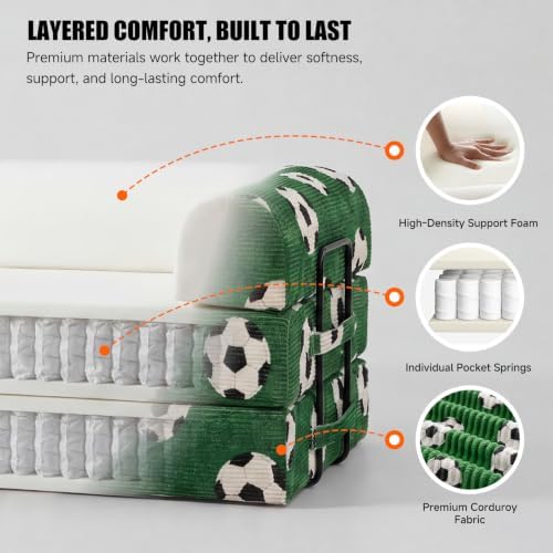 79" World Cup Soccer Sofa Bed, Foldable Sleeper Futon Floor Sofa - Image 4
