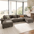 SUNSHINE VALLEY 157.5" U Shaped Modular Cloud Couch Sectional Sofa Ottoman by SUNSHINEVALLEY