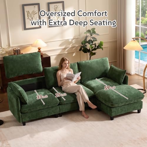 Ihanherry 107" Oversized V-Shaped Modular Sectional Sofa, Cloud Couch - Image 5