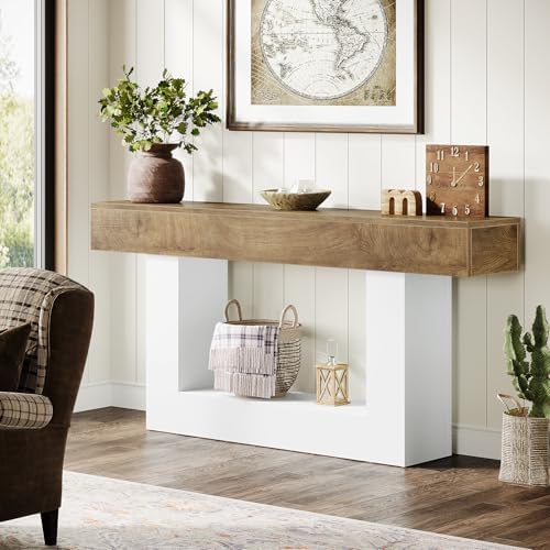 Tribesigns 63" Console Table, Farmhouse 2-Tier Entryway Table - Image 3