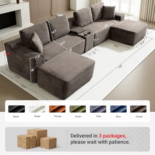 ivoros 150 Inch Modular Sectional Sofa Couch, Oversized Modern Cloud Couch - Image 2