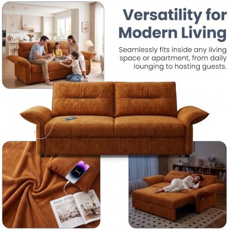 85"Convertible Queen Pull Out Sleeper Sofa Bed - Image 5