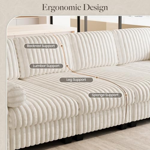 Belffin Plush Corduory Sectional Sleeper Sofa - Image 5