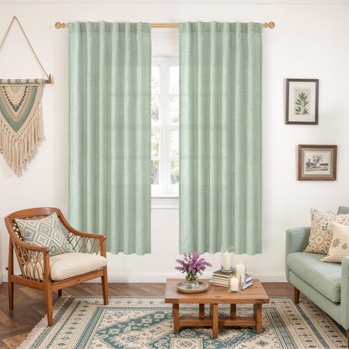 YoungsTex Sage Green Linen Curtains - Image 2