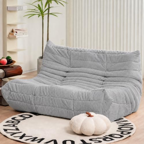 N&V Fireside Loveseat, Mid Century Armless Twin Size Floor Sofa, Soft Premium by NV