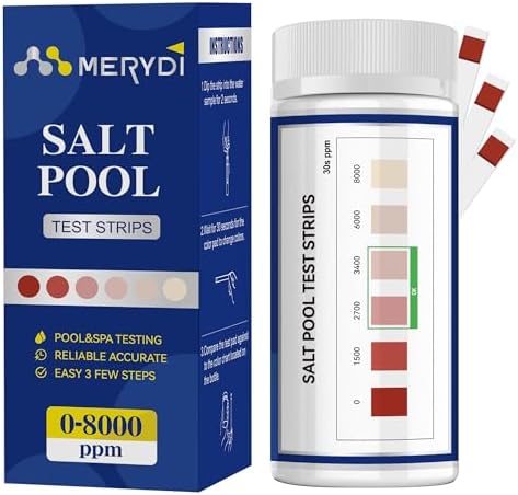 Saltwater Pool Test Strips, 0-8000 ppm, Salt Test Strips by MERYDI