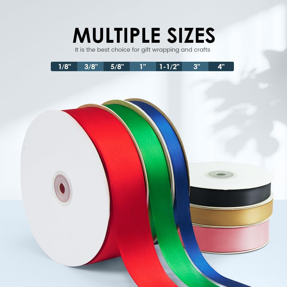 1 Inches x 100 Yards Polyester Satin Ribbon, Solid Color Purple Satin Ribbon for Crafts, Gift Wrapping, Hair Bows, Wedding Party Decoration, Bow Making & Other Projects (Purple)