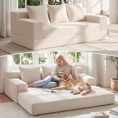 79" Convertible Sofa Bed, 2-in-1 Oversized Boneless Couch by ZIYDILY