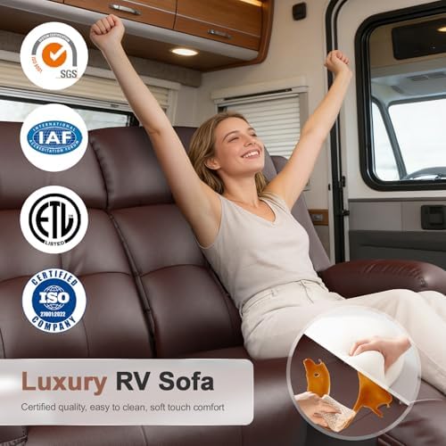 Reclining Loveseat Sofa, RV Loveseats Recliner Sofas Wall Hugger, Double - Image 3