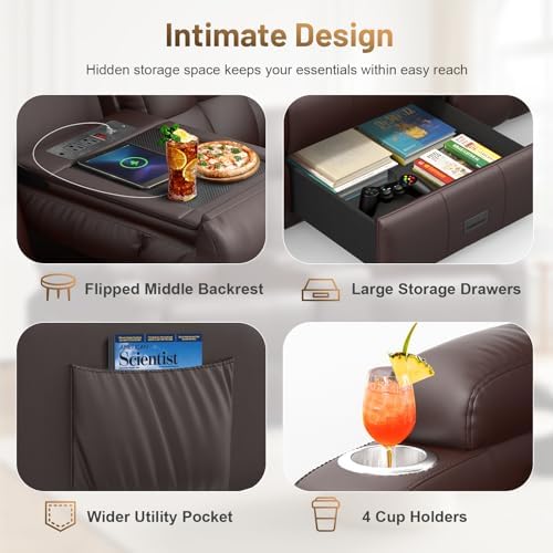 RV Reclining Sofa, Home Theater Seating Loveseat Couch - Image 6