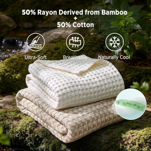 Bedsure Cooling Waffle Blanket for Hot Sleepers - Image 2