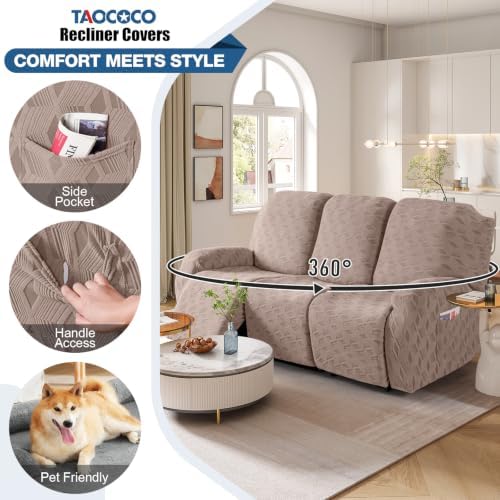 TAOCOCO Recliner Sofa Covers Stretch Reclining Couch Cover, Jacquard Recliner - Image 4