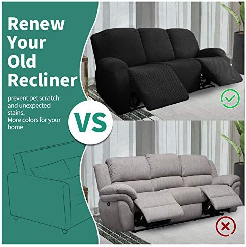 YEMYHOM 8 Pieces Stretch Recliner Sofa Cover Latest Jacquard Reclining Couch - Image 5