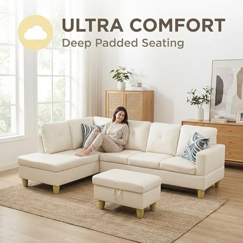 3-Piece L-Shaped Modular Leather Sofa – Convertible Sectional Couch - Image 2