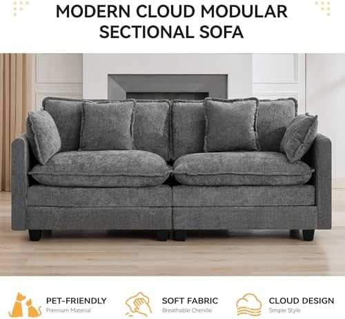 76'' Cloud Deep Seat Loveseat, Modular Sofa - Image 6