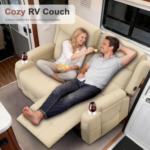 Reclining Loveseat Sofa, RV Loveseats Recliner Sofas Wall Hugger, Double - Image 4