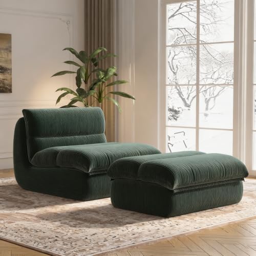 YVDNHP Bean Bag Chair with Ottoman, Memory Foam Lounge Sofa Adults Green by YVDNHPSofas