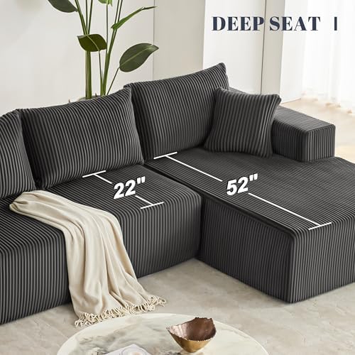 108" Boneless Couch with Chaise, Modular Sofa with Deep Seat - Image 6