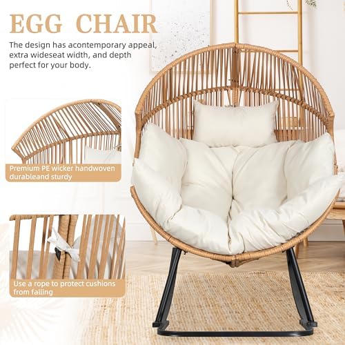 Vongrasig Wicker Rocking Egg Chair PE Rattan - Image 5