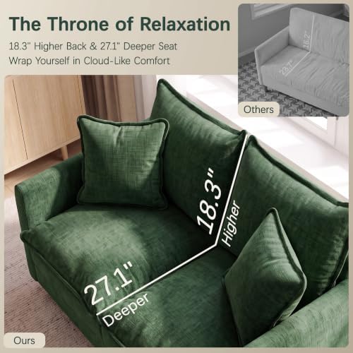 52" Loveseat Sofa, L-Shaped Cloud Love Seat Couches - Image 6