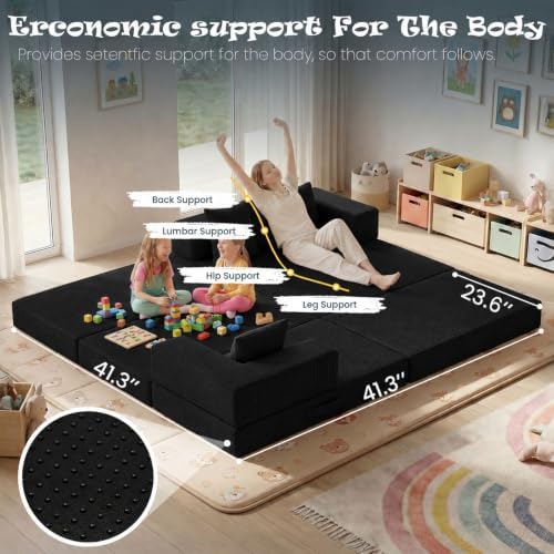 Modular Kids Play Couch, Convertible Toddler Sectional Sofa, Soft Cloud - Image 4