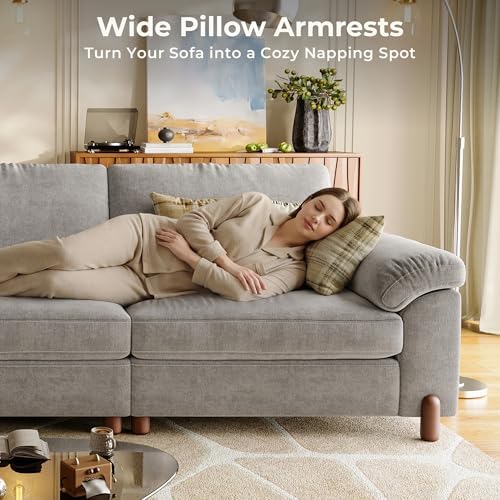SITJOY Cloud Couch Sectional, 2 Seater Loveseat, Chenille in Light Gray - Image 5