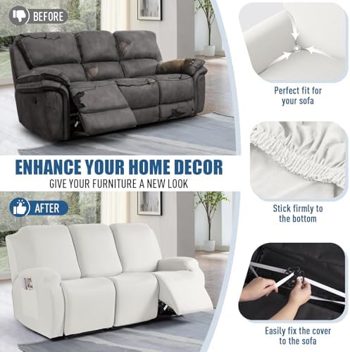 TAOCOCO Stretch Recliner Sofa Covers 3 Pieces Couch Covers - Image 5