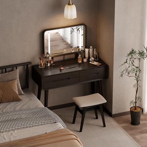 Solid Wood Small Makeup Vanity Desk Mirror by Dongmuwujee