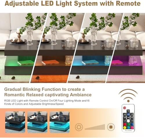 HedoAjim Black Led Coffee Table - Image 3