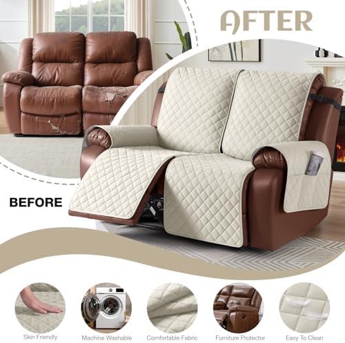 KinCam Waterproof Loveseat Recliner Covers Washable, 2 Seater - Image 5