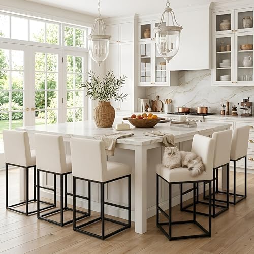 VESCASA Linen 27 inches Counter Height Bar Stools by VESCASA