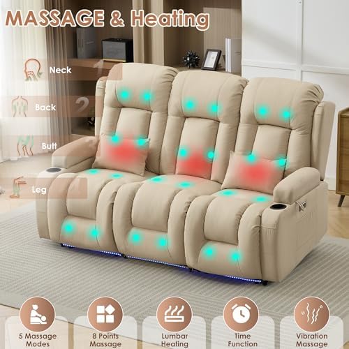 TUNYI Wall Hugger Loveseat Recliner Sofa - Image 5