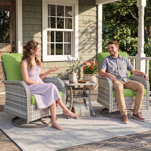 Patio Rocking Swivel Chair Outdoor Wicker Rattan Bistro Set by MuphyersPatioFurniture