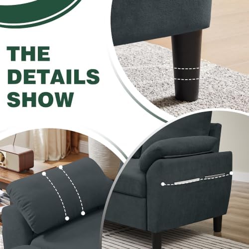57" Loveseat Sofa, Modern Linen Comfy Love Seat - Image 4