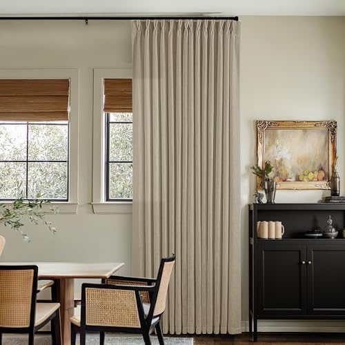 Pinch Pleated Linen Gray Beige Semi Sheer Curtains 102 Inches Long 2 Panels - Image 6