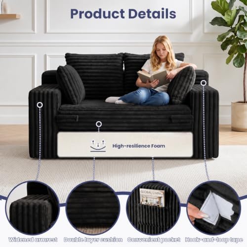 3-in-1 Convertible Sofa Bed: Boneless Loveseat Sleeper & Folding Couch Bed - Image 4