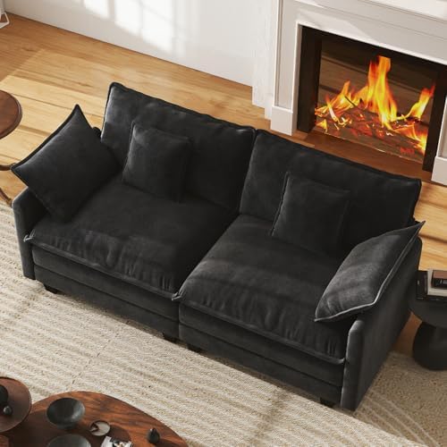 WorthFurni 77" Cloud Sofa Loveseat, Comfy Sectional Couch, 2-Seater Chenille by WorthFurni