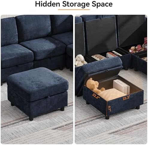 81'' V Shaped Modular Sofa, Storage Sectional Couch - Image 6