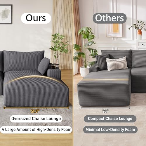 ONEMMLION 113" L-Shaped Cloud Boneless Couch Sofa - Image 5