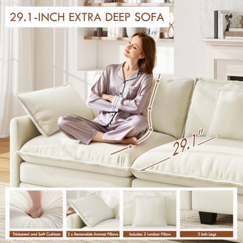 WorthFurni 77" L Shape Cloud Sofa, Modular Sectional Couch - Image 4