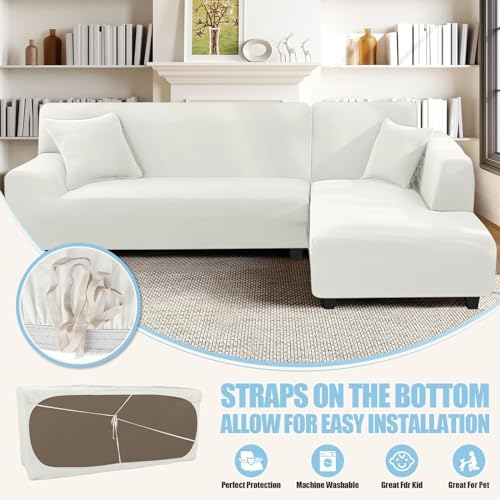 KinCam Sectional Couch Covers Stretch L Shape Sofa Covers - Image 3
