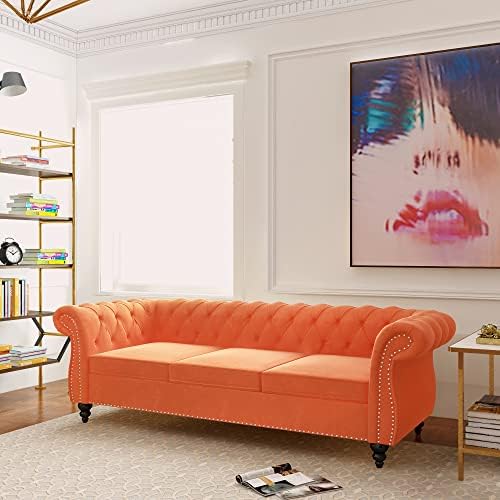 ORRD Chesterfield Sofa Velvet, Modern Tufted Couch 3 Seater - Image 4