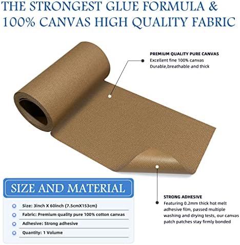 KING MOUNTAIN Canvas Iron on Patch, Waterproof 100% Cotton Fabric Repair Patch - Image 2
