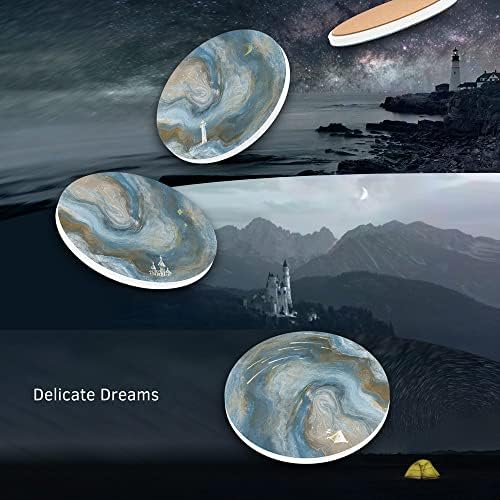 UMIRRO Absorbent Ceramic Stone Coasters Set of 6 w/Holder, Celestial Dream - Image 2