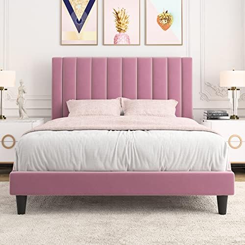 Allewie Queen Bed Frame/Velvet Upholstered Bed Frame by Allewie