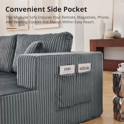 Skepphlay 132" U Shaped Couch, Boneless Sectional Couches - Image 4