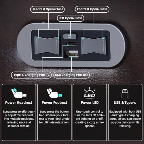 CANMOV Faux Leather Power Home Theater Seating, Movie Single Reclining Sofa - Image 4
